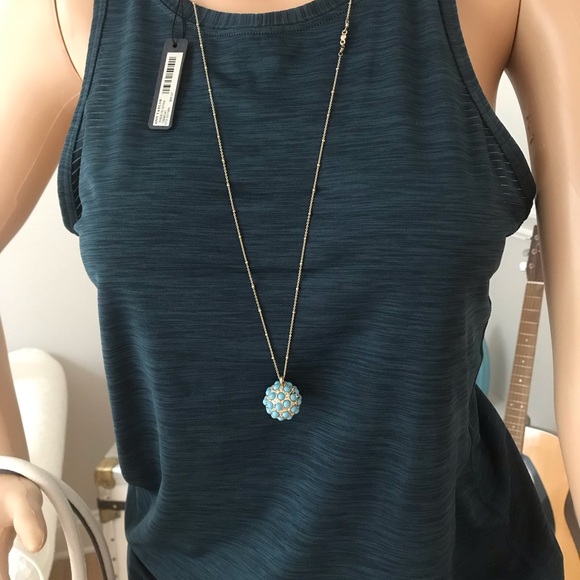 Long Necklace. New with Tags. Gold and Turquoise Blue. - Picture 3 of 3